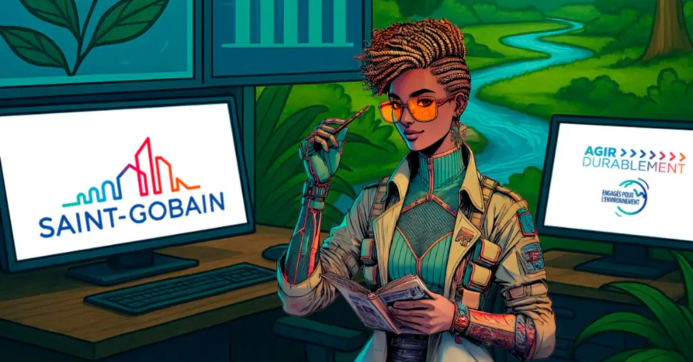 Écran du module : la guide de 2065 devant les écrans « Saint-Gobain » et « Agir durablement »